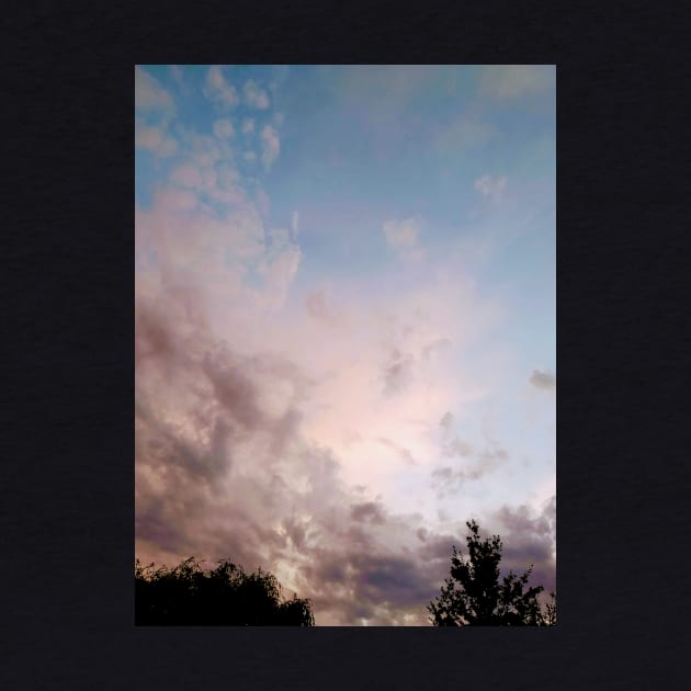 Pink Blue Grey Sky Hometown Clouds Trees And Sky by Nevervand